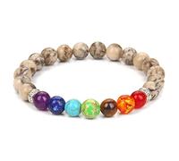 Pulseras de piedra natural con lema para mujeres y hombres, pulseras de lava, 9. Feldespato, 19 cm