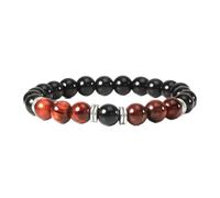 Pulseras de piedra natural Hombres 8 mm Ojo de tigre Negro Luz brillante con cuentas Pulsera elástica Charm Mujeres Brazaletes Joyería-ojo de tigre rojo 2_China