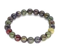 Pulseras de piedra natural para hombres y mujeres, ágata roja oscura/ópalo dendrítico/jaspe sangre de dragón/amatista de ensueño/jaspe de piel de elefante, Piedra