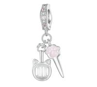 Pulseras de plata de ley 925 con diseño de huella de perro y libélula, cuentas de animales para pulsera Pandora, corazón familiar, amor y mamá, 12mm, Zirconia cúbica, Circonita cúbica