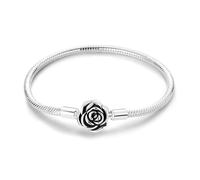 Pulseras de plata de ley con cierre de corazón y serpiente para mujer, pulsera europea de filigrana, atrapasueños, compatible con dijes Pandora, 18cm/7.1in(fit wrist size 6.3in), Plata Esterlina