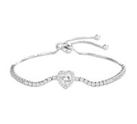 Pulseras de plata de ley con corazón de infinito para mujer, pulsera de abalorios de moda delicada ajustable para mujer, esposa, novia, novia, pulsera brasileña infantil, talla única, Plástico, No es