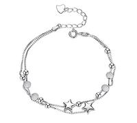 Pulseras de plata para mujer, pulsera de abalorios para niñas, pulsera de corazón ajustable personalizada para amistad, regalo de cumpleaños para mamá, joyería para mujer, talla única, Kit para hacer