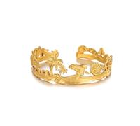 Pulseras de playa para mujer, chapadas en oro de 14 quilates, estilo bohemio, sirena, concha, onda, estrella de mar, palmera, brazalete abierto, pulsera delicada declaración de verano, elemento