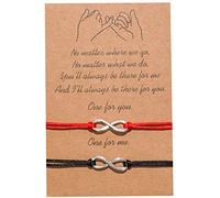 Pulseras de promesa de 2 piezas pulsera de correspondencia de distancia de pareja de amistad regalo para la mejor amiga adolescente chica para siempre (rojo negro) Lovely And Attractive