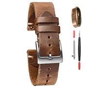 Pulseras de reloj de 20mm para hombre, correa de reloj de cuero Horween para hombre, recambio de reloj vintage hecho a mano de liberación rápida