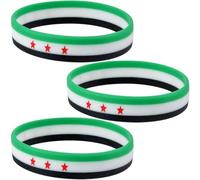 Pulseras de silicona con la bandera siria, pulseras de goma con la bandera de Siria, color blanco, verde, negro, pulseras de la bandera de Siria, compatible con Siria, pulsera libre de Siria, para