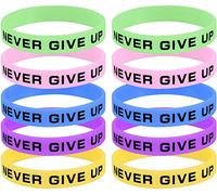 Pulseras de silicona de 10 piezas, pulseras de goma inspiradas, pulseras para el sudor fosforescentes, pulseras de muñeca para hombre para no darse por vencido, regalos personalizados Durable Design