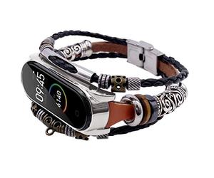 Pulseras De Silicona Personalizadas para Xiaomi Mi Band 4 Reemplazo de Cuero Rebordear Pulsera Correa Tejido Trenzado Muñequeras Sudor Niños (AS Show, One Size)