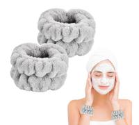 Pulseras de spa de felpa (par gris), protectores de brazo supersuaves que bloquean el agua para lavado facial y cuidado de la piel, mantienen los brazos secos durante la limpieza y las máscaras