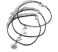 Pulseras de tobillo, pulsera de tobillo de cadena, joyas personalizadas para el pie de playa regalos para mujeres niñas, 3 piezas/juego de tobilleras para mujer Sun Star Moon joyas exquisitas