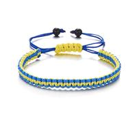 Pulseras de Ucrania para mujeres y hombres, pulsera de cuerda trenzada hecha a mano con bandera de Ucrania, joyería orgullosa del patriotismo, Medium, Plástico