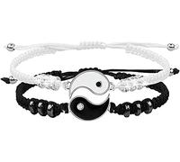 Pulseras del mejor amigo para 2, pulseras para pareja Yin Yang a juego, pulsera de cordón ajustable para mejor amiga, regalo de San Valentín para relación de amistad novia fidan