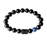 Pulseras Espirituales De Signos Zodíaco Pulsera Elástica De Obsidiana De 10Mm Para Hombre Pulsera De Piedra Natural De 12 Constelaciones Para Mujer Regalo De Joyería Astrológica Para Horóscopo Piscis