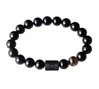 Pulseras Espirituales De Signos Zodíaco Pulsera Elástica De Obsidiana De 10Mm Para Hombre Pulsera De Piedra Natural De 12 Constelaciones Para Mujer Regalo De Joyería Astrológica Para Horóscopo Tauro