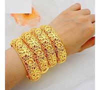 Pulseras etíopes de Dubai de color dorado para mujer, pulseras de novia de Oriente Medio y África, joyería de boda (4 unidades)