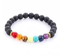 Pulseras Hombres Black Lava 7 Chakra Healing Balance Beads Pulsera para mujeres Piedras de oración naturales