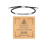 Pulseras Inspiradoras - Dios Está En Control Tejidas A Mano | Pulsera Motivacional De Control | Abalorio De Muñeca De Fe Cristiana, Suministros Para Encontrar Joyas Para Niños, Jóvenes, Mujeres,