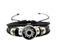 Pulseras luminosas para parejas, sol y luna, pulseras ajustables, la piedra luminosa, la energía de la luz, la irradiación de los aretes de perlas planas negras, One Size, Poliuretano
