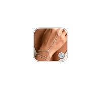 Pulseras Mujer Oro Plata Pulseras de Cadena de Mano Ajustable Brazalete Pulsera Tous Mujer Impermeable Flor de perlas Enlace Cadena Pulsera Anillo Dedo Joyería de Moda Regalo para Boda -S-2Pcs CZ