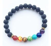 Pulseras muticolor para hombre, pulsera de Lava negra con 7 cuentas de Chakra para mujer, pulsera de oración para Yoga, joyería de piedras