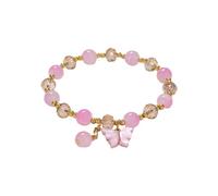 Pulseras niños adolescentes 2024 imitación jade-mariposa cristal pulsera hija niños pulsera de perlas pulsera con colgante de corazón, A, Resina, No es una piedra preciosa