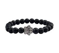 Pulseras para cumpleaños, amistad, huella de gato, color natural, pulsera elástica unisex con diamantes de imitación, pulsera de yoga con cuentas de color estrella y piedra natural, talla única