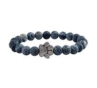 Pulseras para cumpleaños, amistad, huella de gato, color natural, pulsera elástica unisex con diamantes de imitación, pulsera de yoga con cuentas de color estrella y piedra natural, talla única