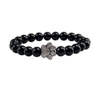 Pulseras para cumpleaños, amistad, huella de gato, color natural, pulsera elástica unisex con diamantes de imitación, pulsera de yoga con cuentas de color estrella y piedra natural, talla única