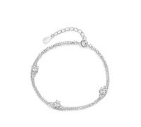 Pulseras para mujer, bonitas pulseras de cadena de doble capa con moissanita, regalos únicos para amigas y mujeres, 18+5CM, Oro blanco de 9 quilates, Moissanita