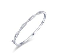 Pulseras para mujer, pulsera Infinity con moissanite redondo oro blanco/platino 950, regalos para mujeres, 16CM, Oro blanco de 14 quilates, Moissanita