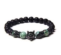 Pulseras para Mujeres para Mujeres Bangle Vintage Nordic Unicent Matte Beads Pulseras Pulseras de Piedra de la Cabeza del Lobo Punk Punk Joyería/L