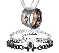 Pulseras para parejas con colgante de acero inoxidable con diseño de corazón y texto en alemán "Ich liebe di", circonita 5A, ancho 6 mm
