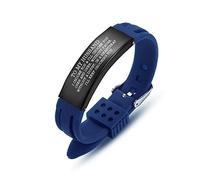 Pulseras personalizadas para hombre con cita de amor grabadas pulseras de esposa, hijo, papá y mamá, regalo para él, pulsera de silicona negra para marido, novio, hijo y papá., 8.5 inches, Acero inoxidable, Sin gemas.