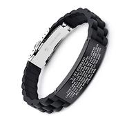 Pulseras personalizadas para hombre grabadas con cita de amor de esposa, hijo, papá y mamá, regalo para él pulsera de silicona negra para marido, novio, hijo padre., Acero inoxidable, Sin gemas.