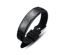 Pulseras personalizadas para hombre grabadas con cita de amor de esposa, hijo, papá y mamá, regalo para él pulsera de silicona negra para marido, novio, hijo padre., Acero inoxidable, Sin gemas.