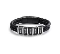 Pulseras personalizadas para hombre, pulseras de cuero trenzado con 1-5 nombres grabados, regalo personalizado para hombres, papá, día del padre, San Valentín, talla única, Acero inoxidable, No es una