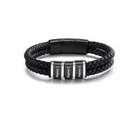 Pulseras personalizadas para hombre, pulseras de cuero trenzado con 1-5 nombres grabados, regalo personalizado para hombres, papá, día del padre, San Valentín, talla única, Acero inoxidable, No es una