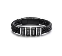 Pulseras personalizadas para hombre, pulseras de cuero trenzado con 1-5 nombres grabados, regalo personalizado para hombres, papá, día del padre, San Valentín, talla única, Acero inoxidable, No es una