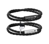 Pulseras personalizadas para parejas con grabado - Pulsera de cuero para hombres y mujeres, pulsera con nombre, pulseras de pareja con imán con corazón, Navidad, aniversario, cumpleaños, día de San
