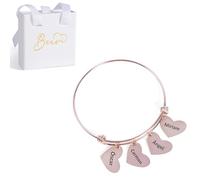 Pulseras Personalizadas | Pulseras Personalizadas Mujer | Nombres Grabados | 4 Corazones | Regalos Personalizados para Mujer | Acero Inoxidable | Regalo Mujer Ideal para Mama, Hermana, Niña