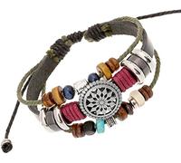 Pulseras Pulsera, Boho Mujeres Multi Capa Perlado Tejido Cuero Cuerda Pulsera Ajustable Joyería - NegroTratamiento duradero