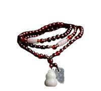 Pulseras,Pulseras de cuentas Calabaza Feng Shui Pulsera de calabaza Wulou Granate Piedra preciosa de jadeíta de nivel A premium Pulsera de cristal talismán multicapa for riqueza y buena suerte for hom