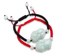 Pulseras,Pulseras para Mujer,Pulsera De Jade Verde Feng Shui para Mujer Pulsera Trenzada Valiente Esmeralda De Yoga Genuina Cuerda Este Año De Vida Tránsito Cuerda Roja Hombres Y Mujeres Parejas Juego