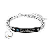Pulseras Redondas de Semillas de Mostaza de montaña - Placa de Acero Inoxidable tallando la fe Tan pequeña como la semilla de Mostaza Puede Mover la Cadena de montañas Y4076-Y4079