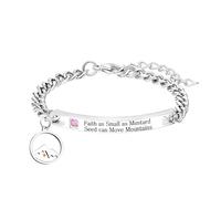 Pulseras Redondas de Semillas de Mostaza de montaña - Placa de Acero Inoxidable tallando la fe Tan pequeña como la semilla de Mostaza Puede Mover la Cadena de montañas Y4076-Y4079