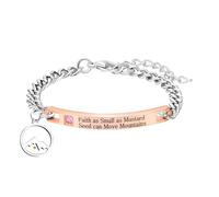 Pulseras Redondas de Semillas de Mostaza de montaña - Placa de Acero Inoxidable tallando la fe Tan pequeña como la semilla de Mostaza Puede Mover la Cadena de montañas Y4076-Y4079