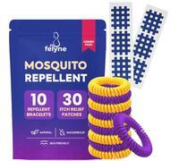 Pulseras repelentes de mosquitos (x10) y parches para aliviar la picazón (x30) - Protección natural de insectos de citronela sin DEET, niños y adultos, paquete combinado por Felyne