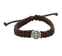 Pulseras tejidas de San Benito | Cordones ajustables resistentes con medalla de San Benito | Patrono de los estudiantes y Europa | Gran regalo católico para confirmación, metal, Sin gemas.