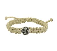 Pulseras tejidas de San Benito | Cordones ajustables resistentes con medalla de San Benito | Patrono de los estudiantes y Europa | Gran regalo católico para confirmación, metal, Sin gemas.